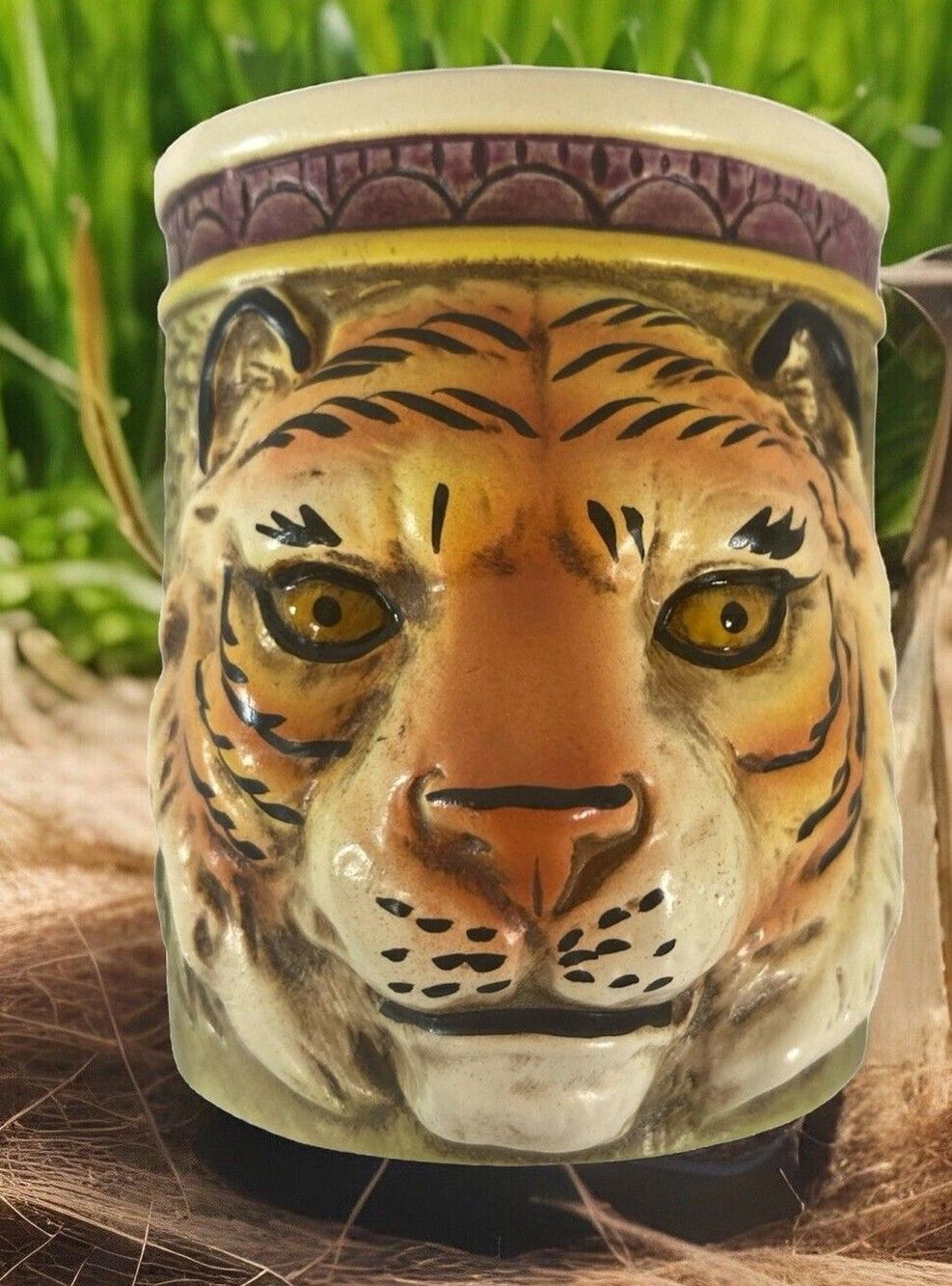 Enesco Tiger Cup Mug Jungle Theme Sm Vintage Japan E8627 No Handle Collectable